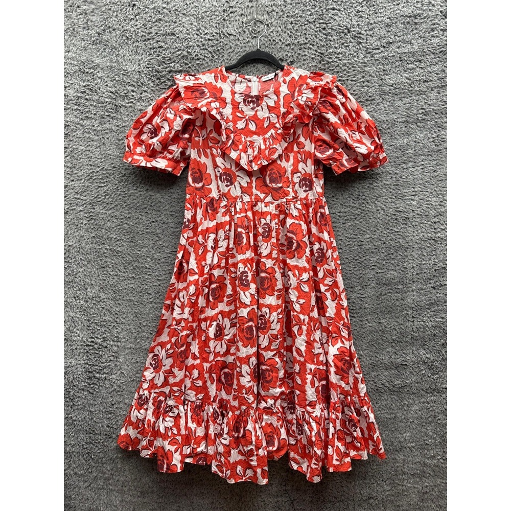 Batsheva x Laura Ashley Ruffled Floral Midi May Dress Beeton Womens Size 10